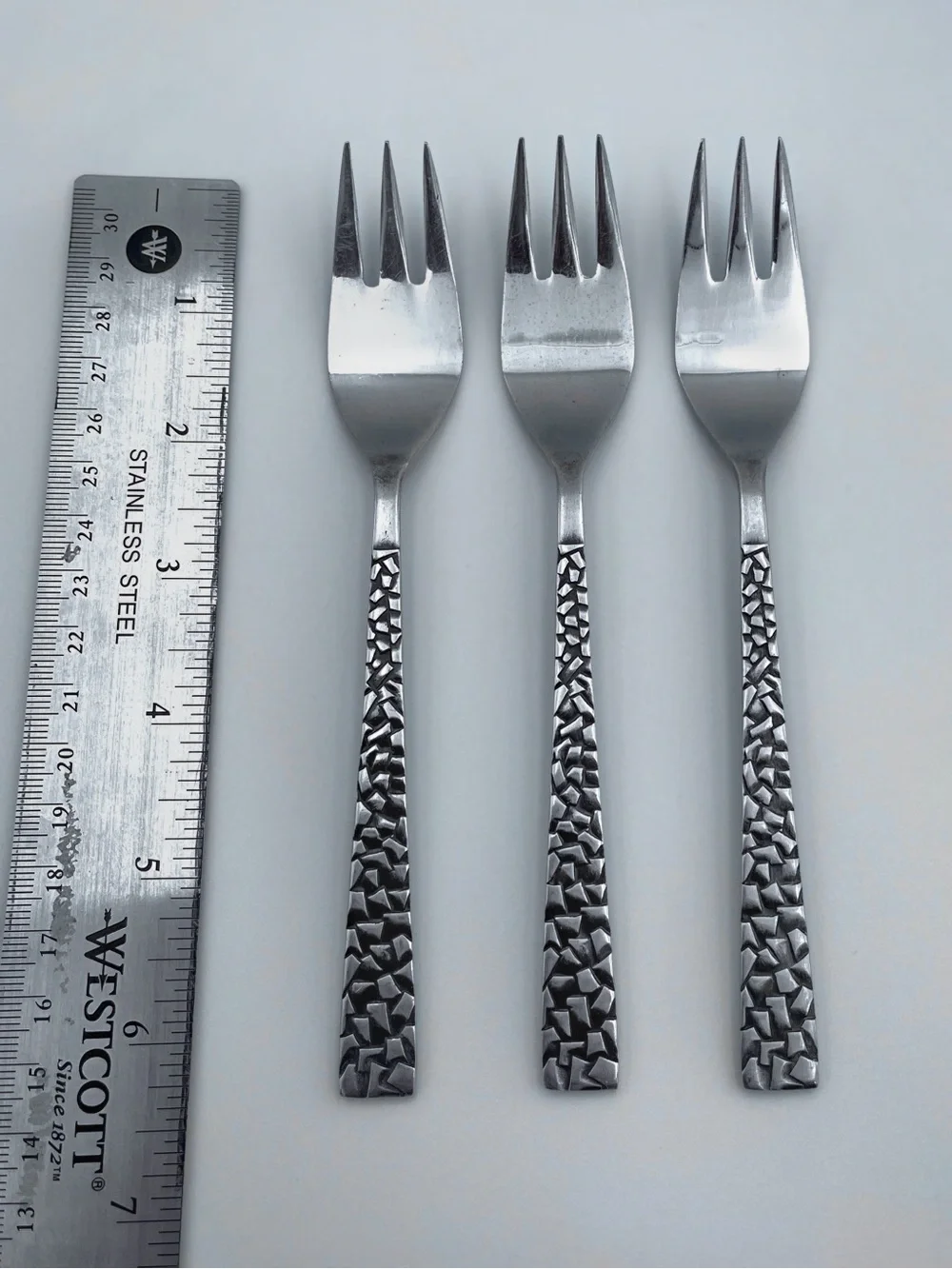 Vintage National Silver Co PAMPLONA Stainless Steel Salad Forks- MCM - Set of 3